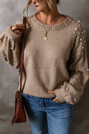 Elliot Pearled Drop Shoulder Round Neck Sweater-2