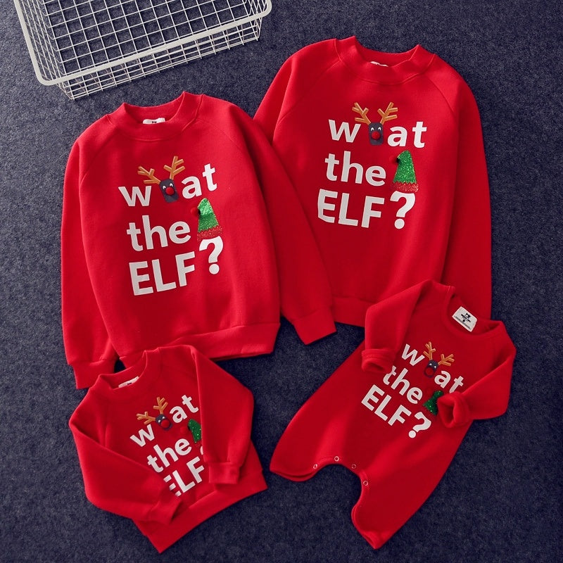 Family Winter Cartoon Outfit Unisex Plus Velvet Set