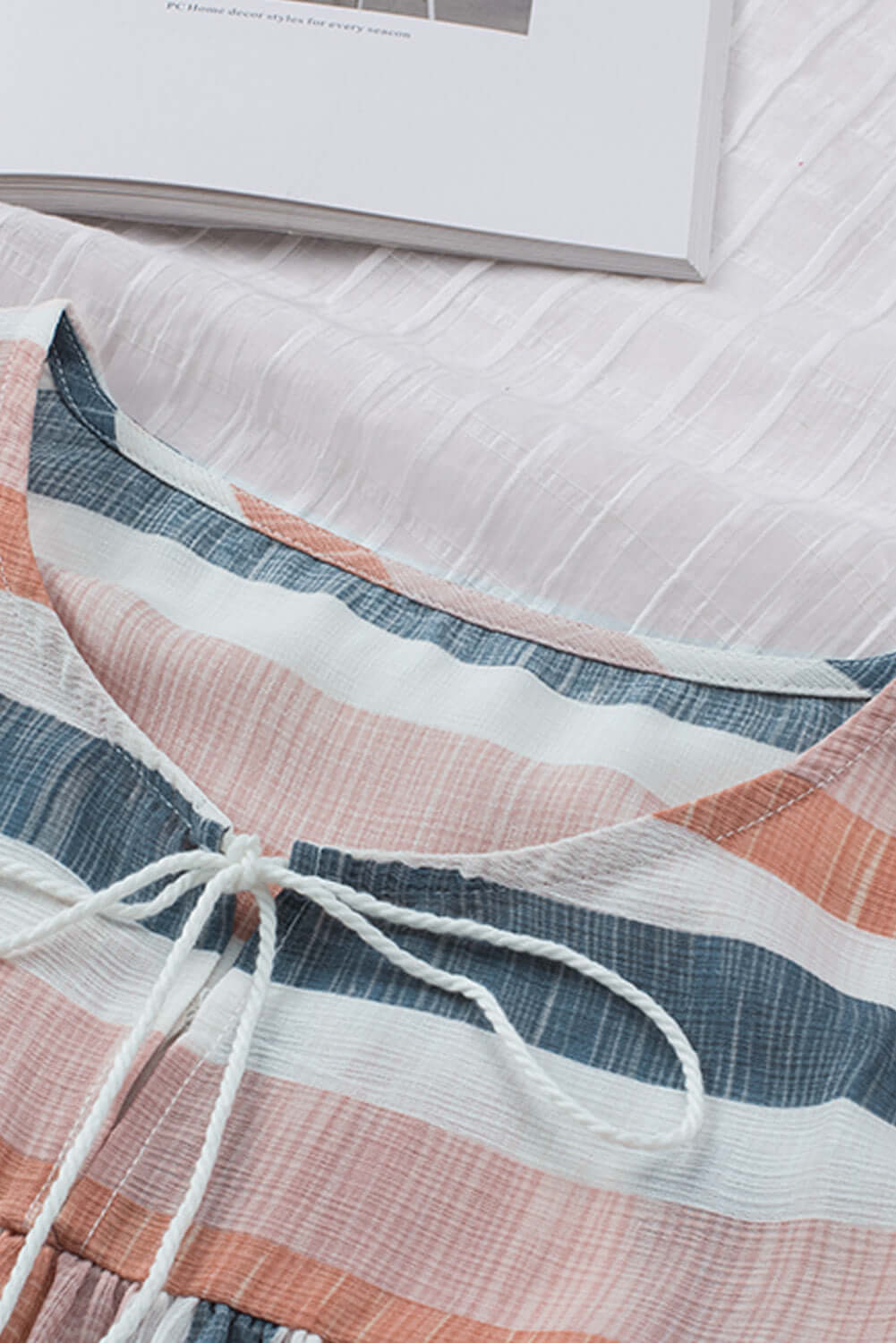 Striped ruffled short sleeves top