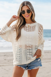 Francesca Hollow Out Knit Bracelet Sleeve Sweater-3