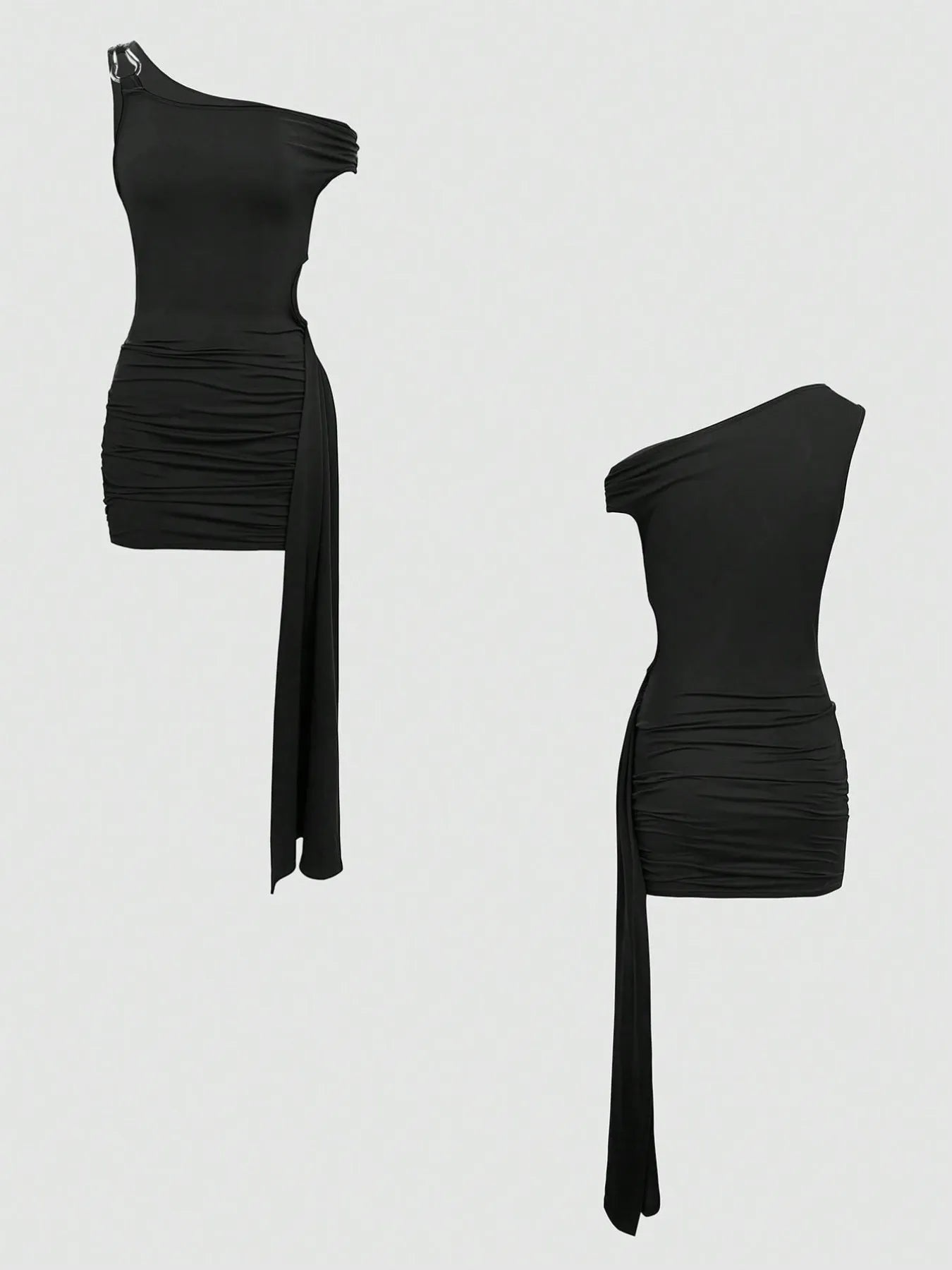  Asymmetrical Cutout Shoulder Mini Dress – Chic Party Style