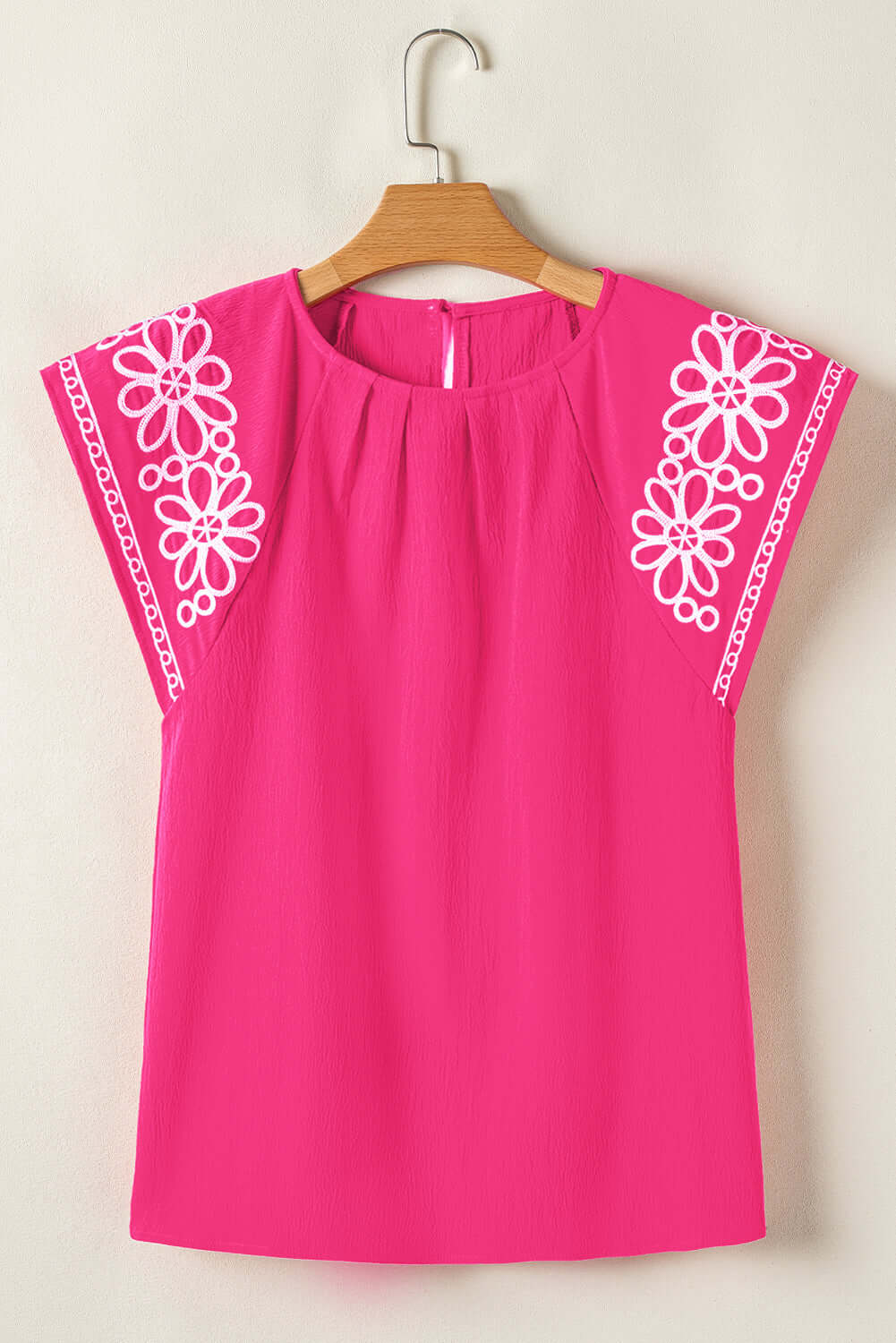  Flutter Sleeve Blouse with Delicate Stitching Details