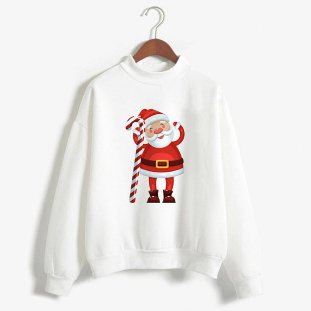 Christmas Printing Turtleneck Sweater Women