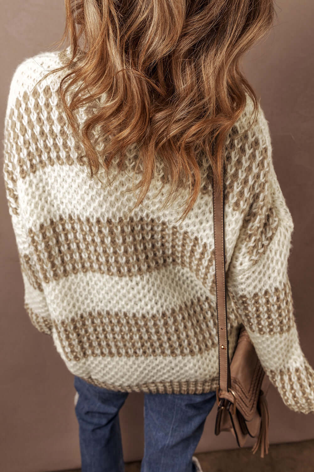 Striped Drop Shoulder Sweater - Casual Chic Knitwear