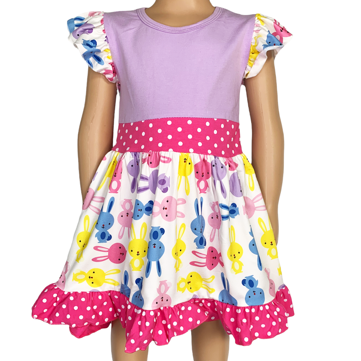 Easter Bunny Print Ruffle Dress for Girls