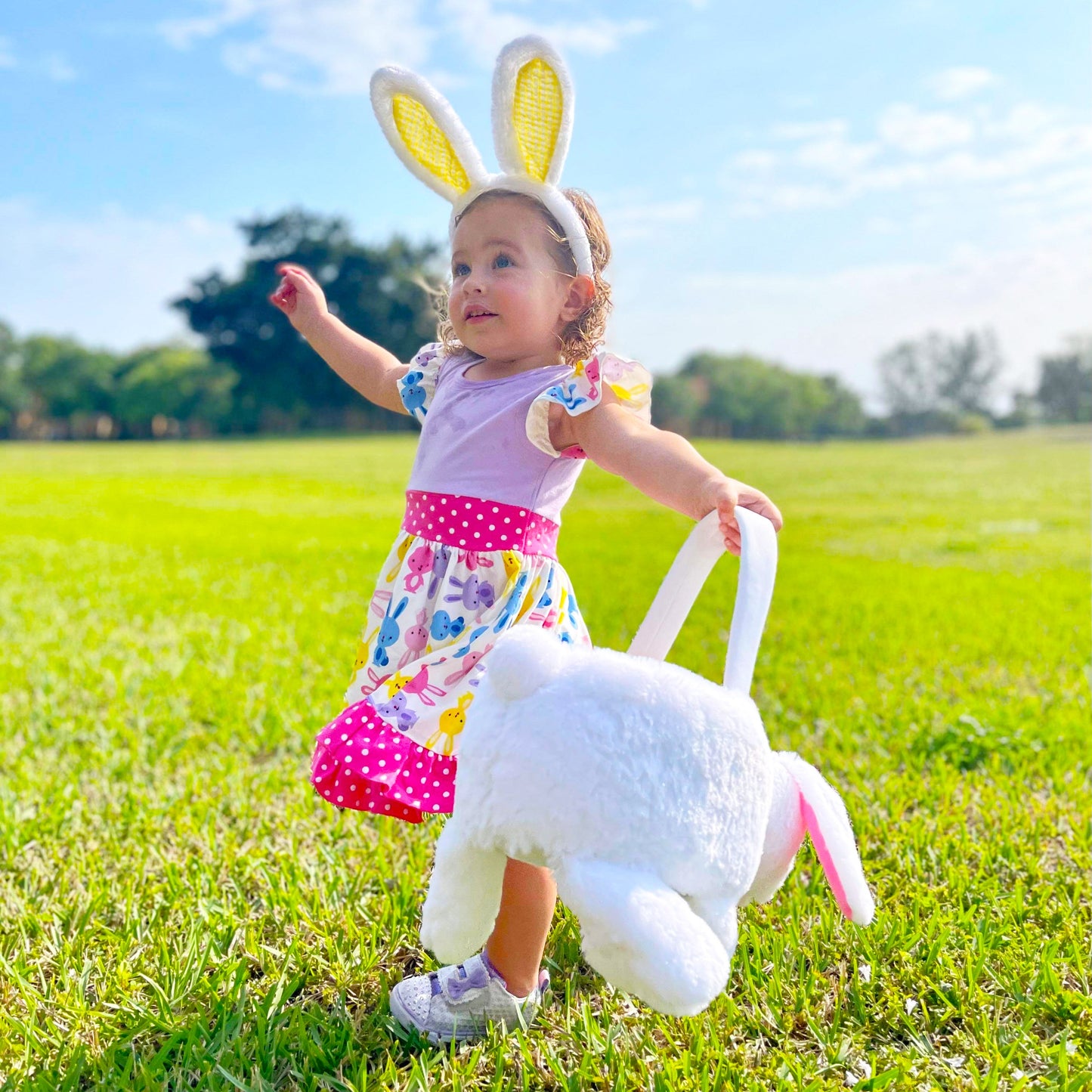 Easter Bunny Print Ruffle Dress for Girls