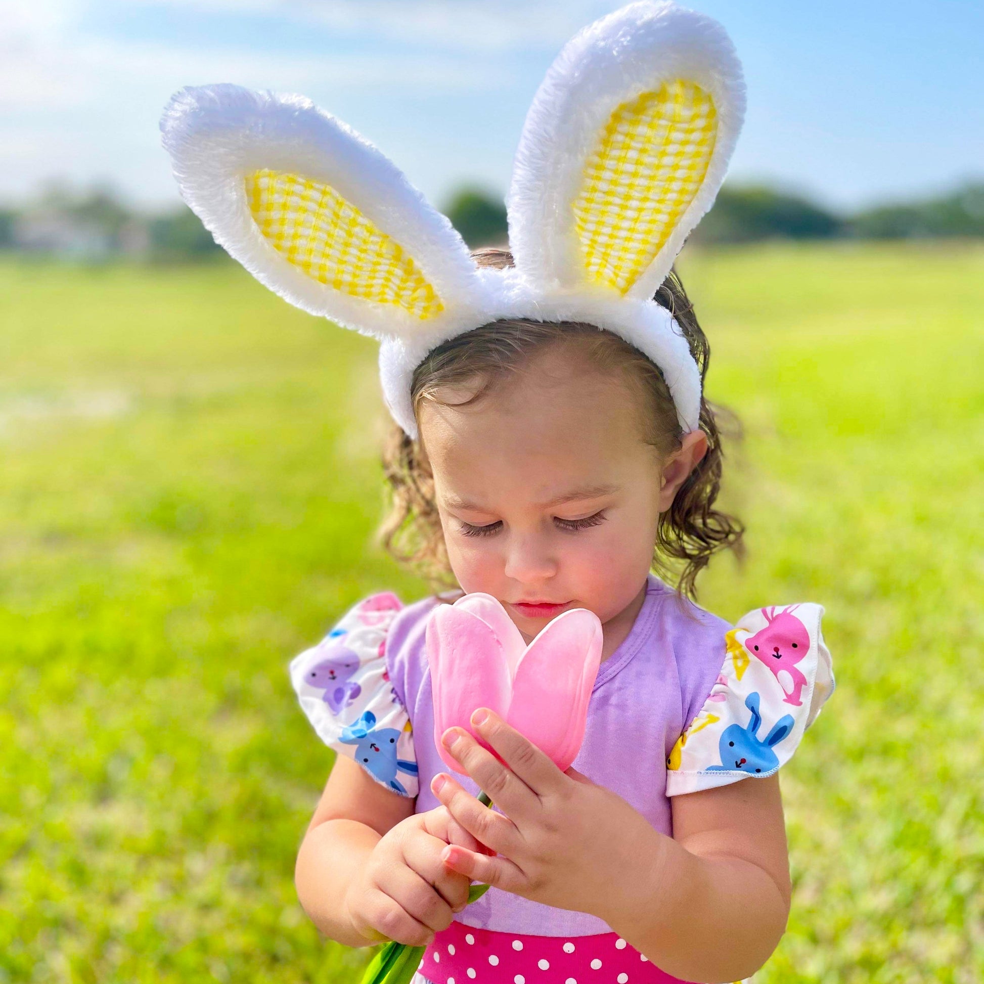 Easter Bunny Print Ruffle Dress for Girls