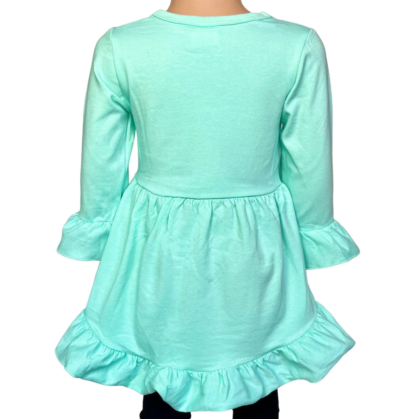  Turquoise Ruffle High Low Shirt 3/4 Sleeve Breezy Top