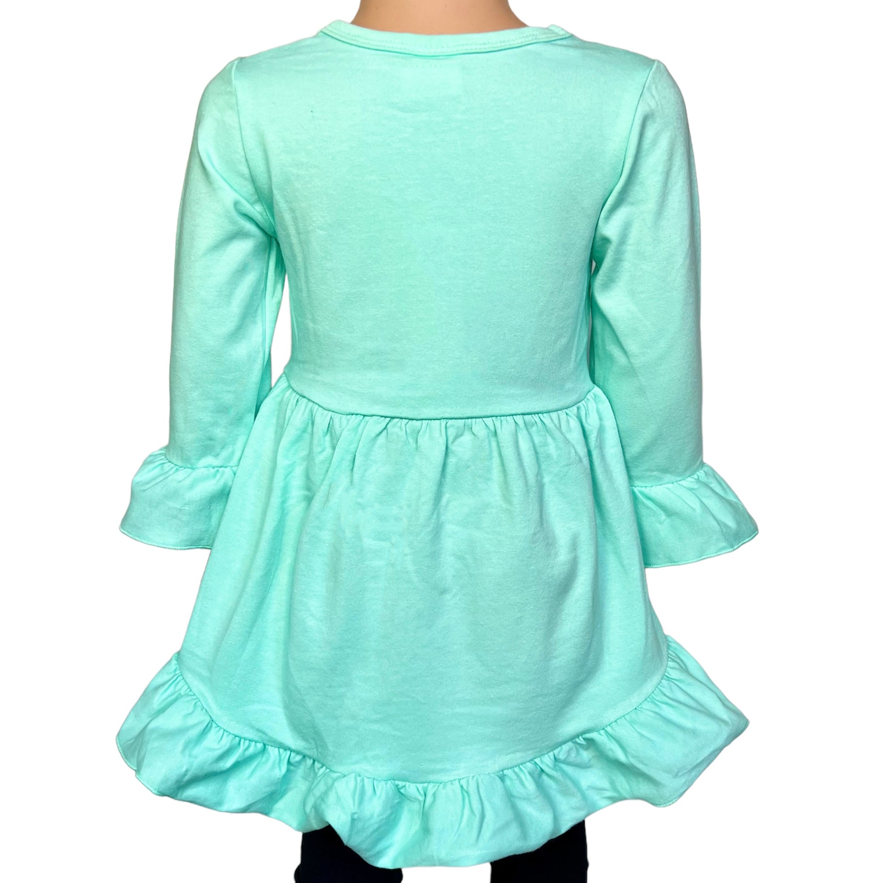  Turquoise Ruffle High Low Shirt 3/4 Sleeve Breezy Top