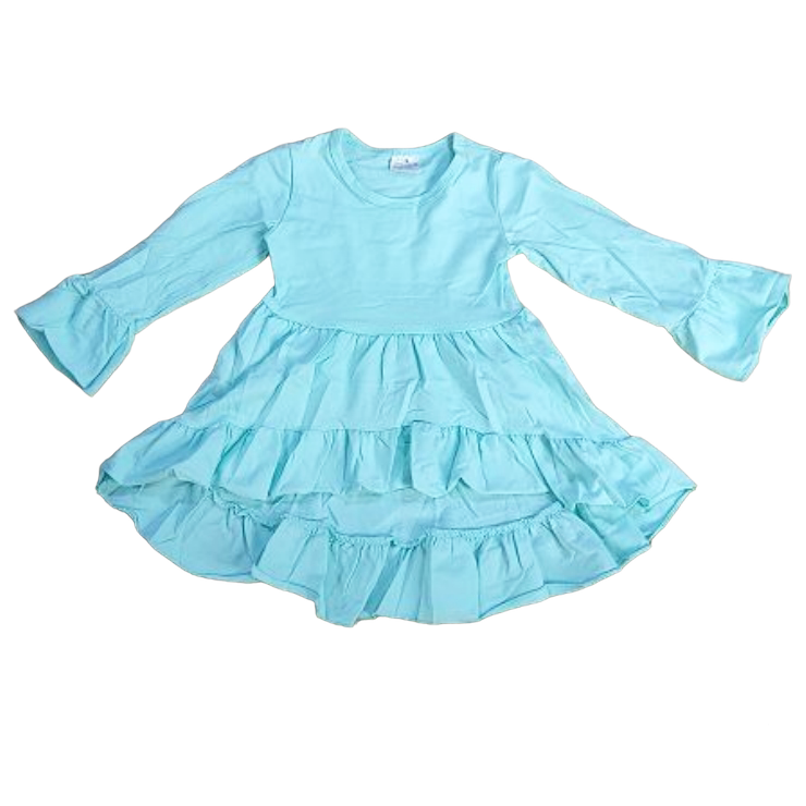  Turquoise Ruffle High Low Shirt 3/4 Sleeve Breezy Top