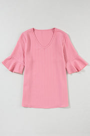 Capri Ruffled Half Sleeve V Neck Textured Top-4