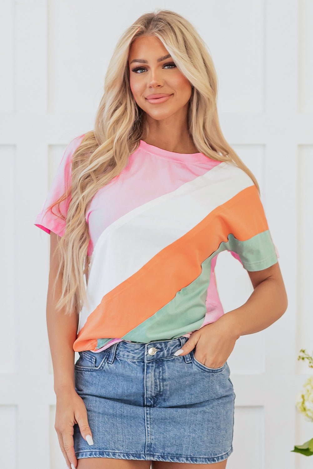 Colorblock Casual Blouse for Women – Playful & Trendy Style