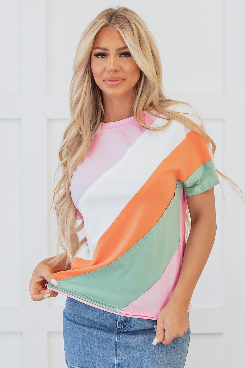 Colorblock Casual Blouse for Women – Playful & Trendy Style