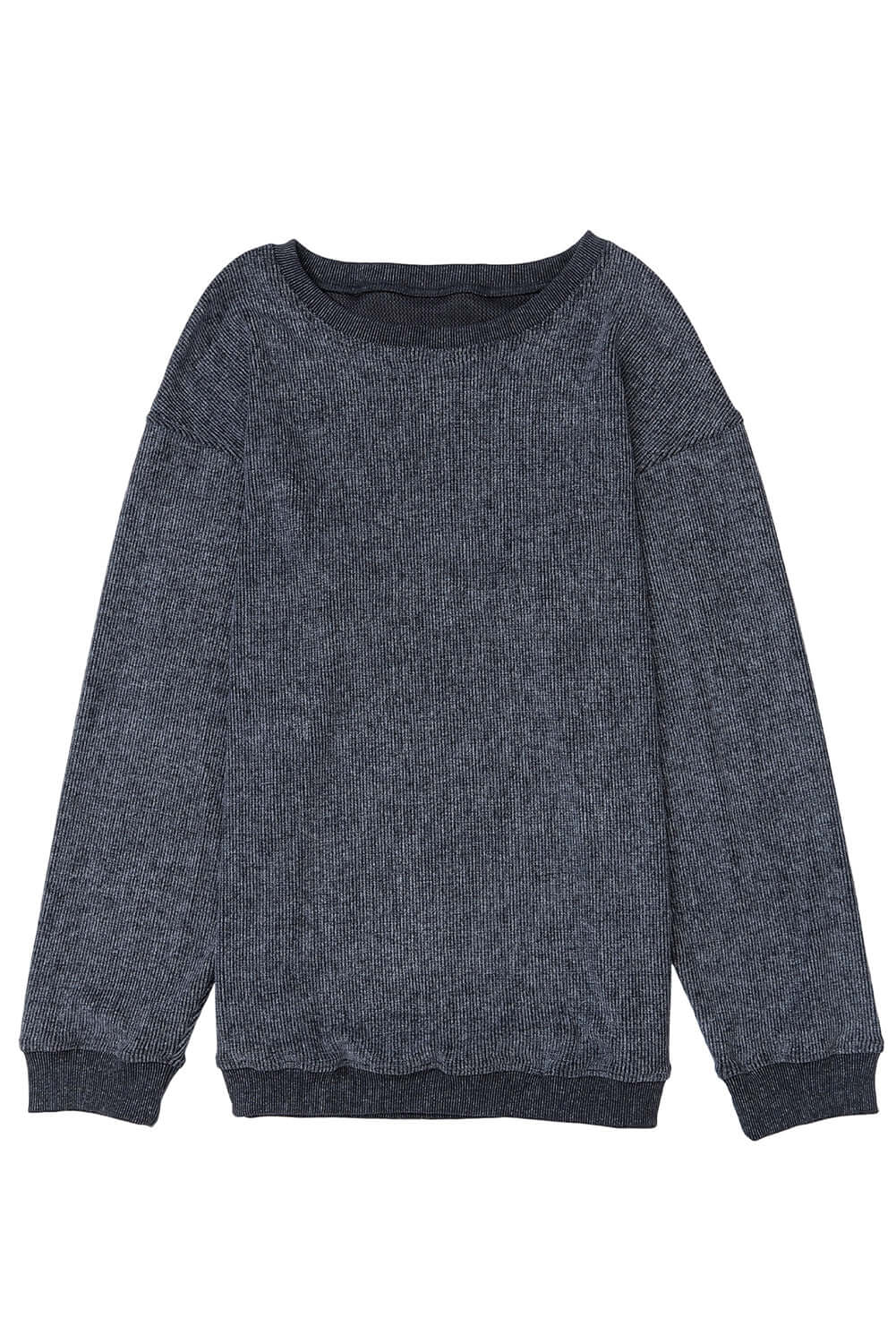 Solid Round Neck Sweatshirt - Textured Long Sleeve Comfort