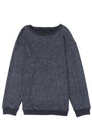 Faith Solid Ribbed Knit Round Neck Pullover Sweatshirt-8