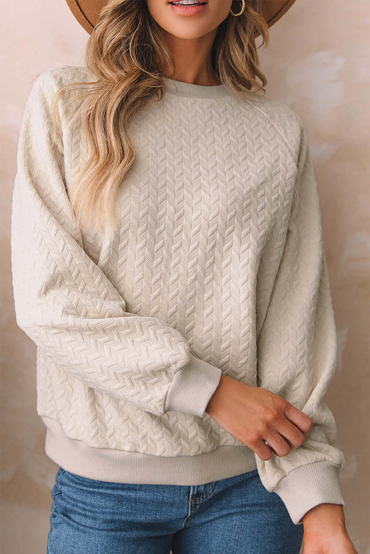  Cozy Textured Sweatshirt with Raglan Sleeves