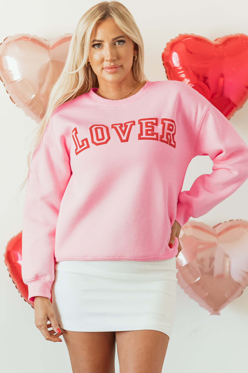Lover Hollowed Graphic Sweatshirt In Pink Casual Style