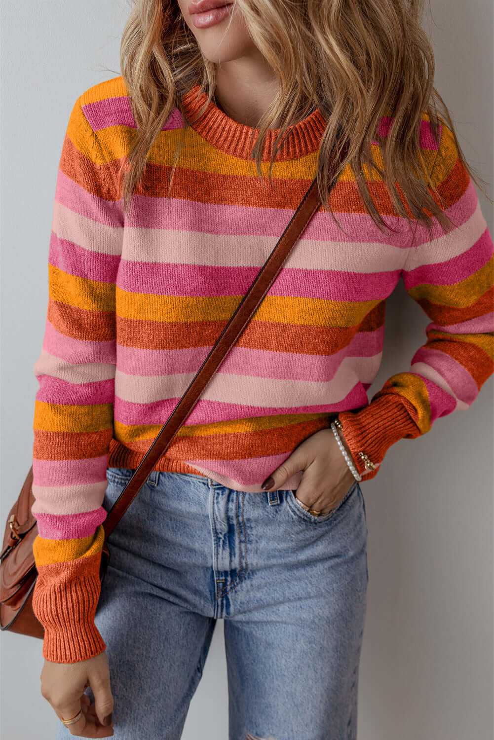 Stripe Ribbed Sweater - Colorful Cozy Style