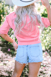 Maxine Mom Tinsel Front Short Sleeve Sweater-1