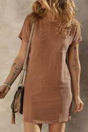 Mckenna Striped Ribbed Knit T-shirt Shift Dress-4
