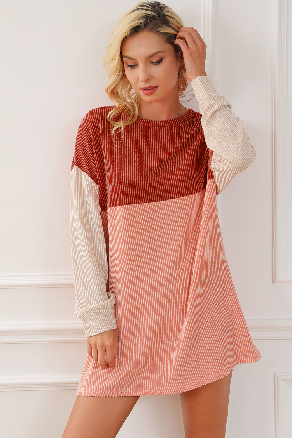 Corded Long Sleeve Dress - Elegant Winter Style