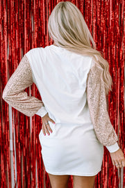 Mandy Sequin Puff Sleeve Shift Mini Dress-1