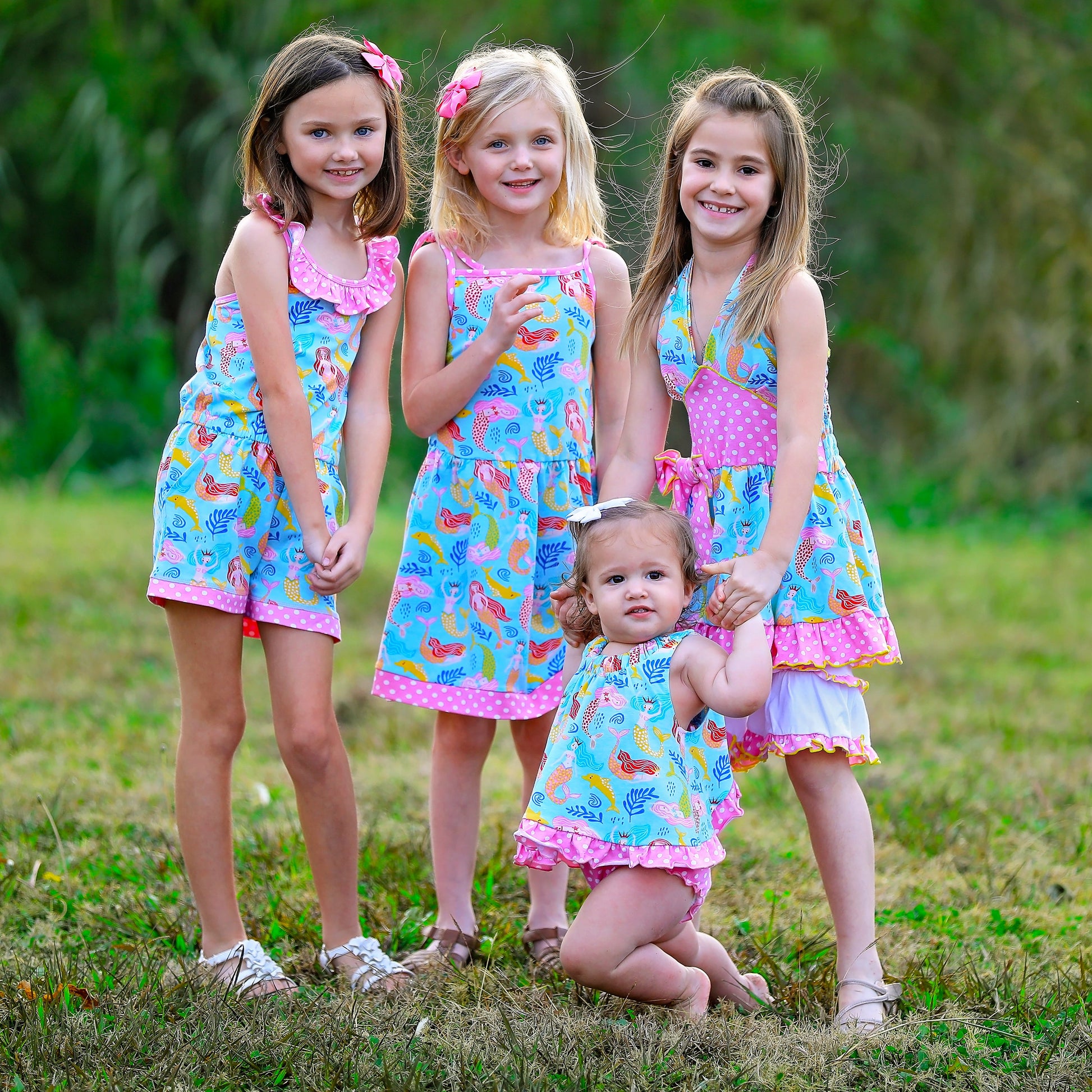 AnnLoren Girls Boutique Nautical Mermaid Jumpsuit  Spring Summer Romper-3
