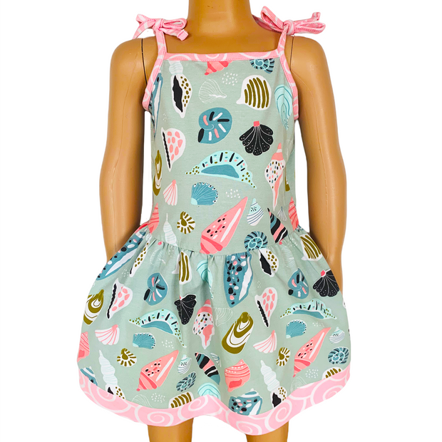 AnnLoren Little & Big Girls Seashells Spaghetti Straps Cotton Knit Summer Beach Dress-0