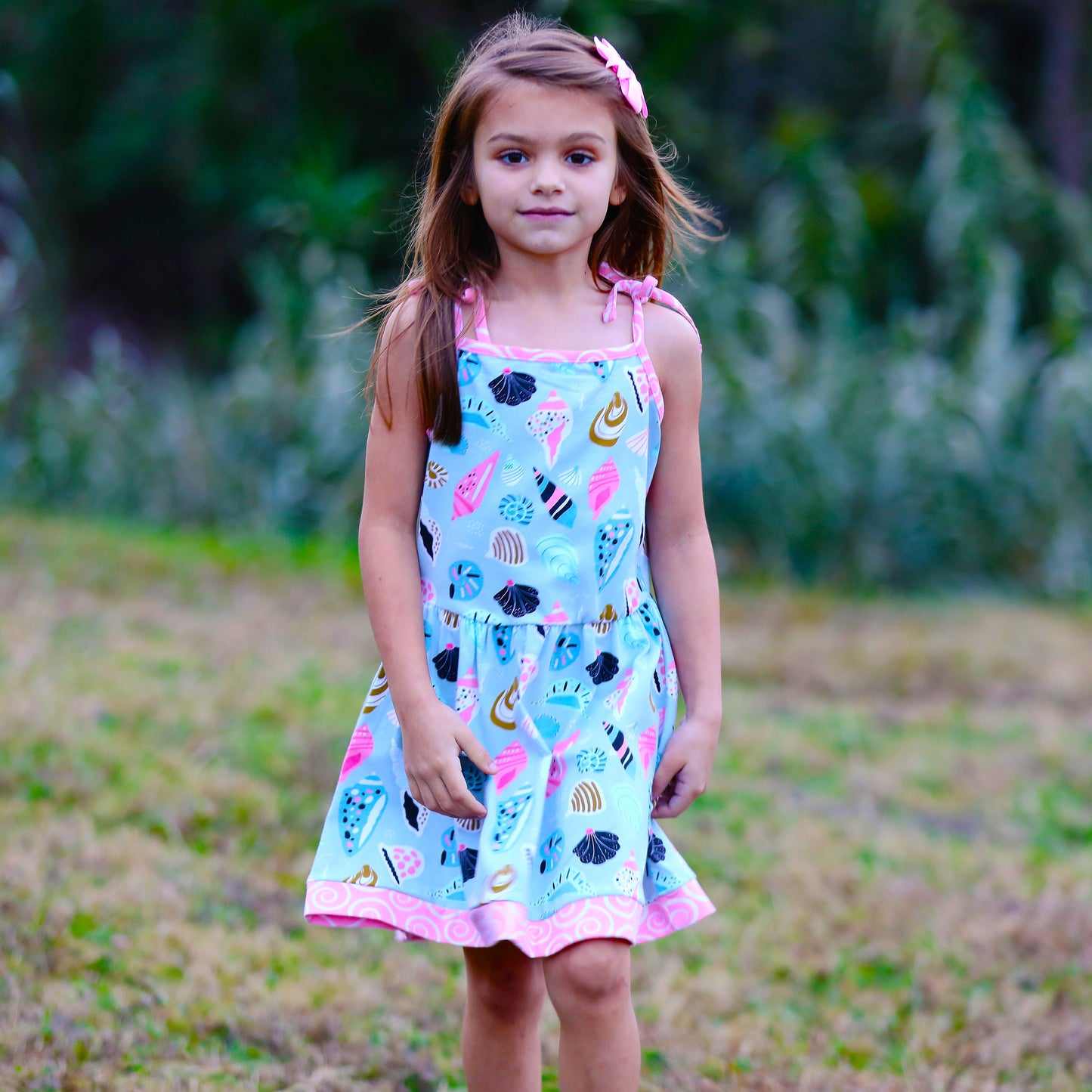 AnnLoren Little & Big Girls Seashells Spaghetti Straps Cotton Knit Summer Beach Dress-3