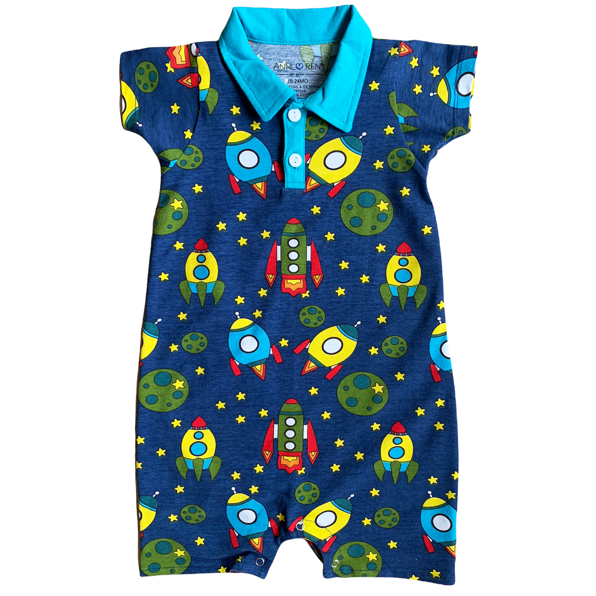 AnnLoren Spaceship short sleeve Baby Toddler Boys Romper-0