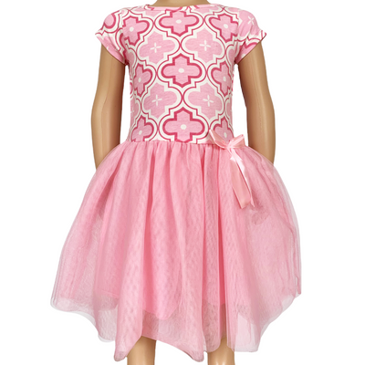 AnnLoren Girls Dress Pink Tulle & Pink Arabesque Party Dress-0