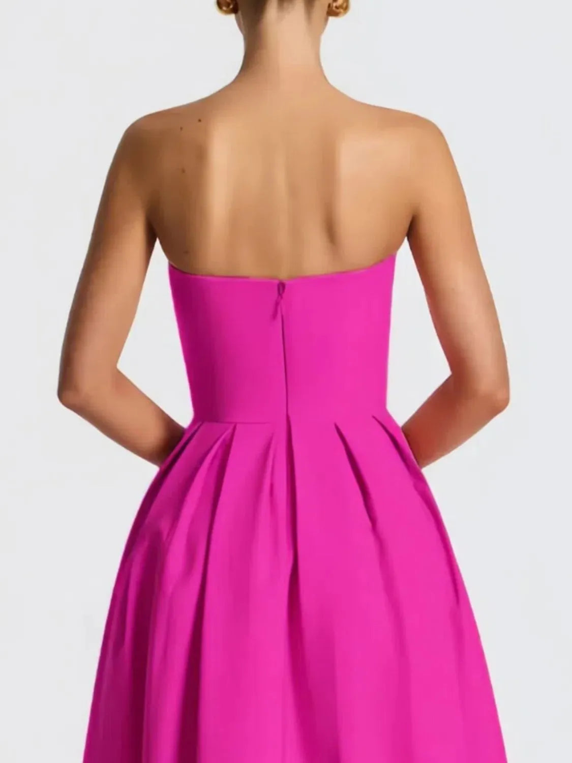 Solid Color Tube Midi Dress side view
