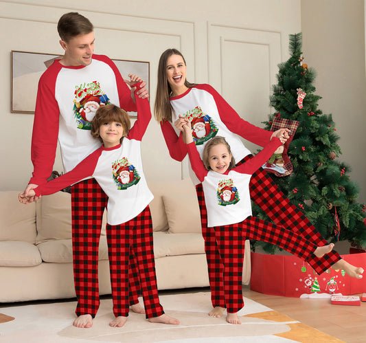 Red Cotton Family Pajamas Matching Holiday Homewear Set