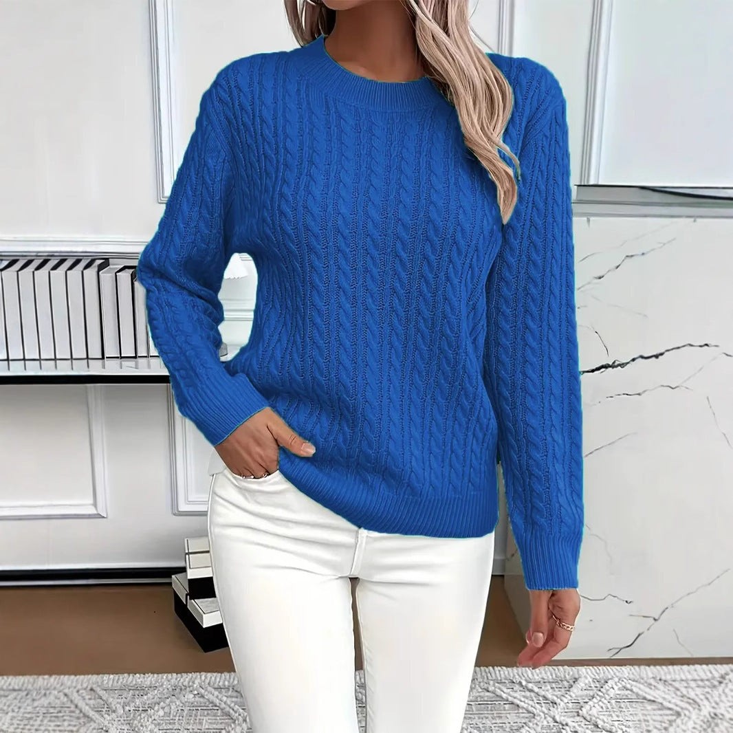 Versatile Fashion Classic Twist Round Neck Sweater for Women