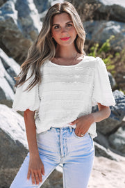 Luella Frilled Lace Trim Bubble Sleeve Blouse-0