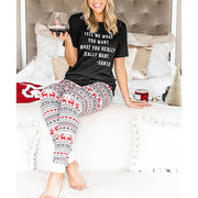 Letter Print Christmas Suit Women