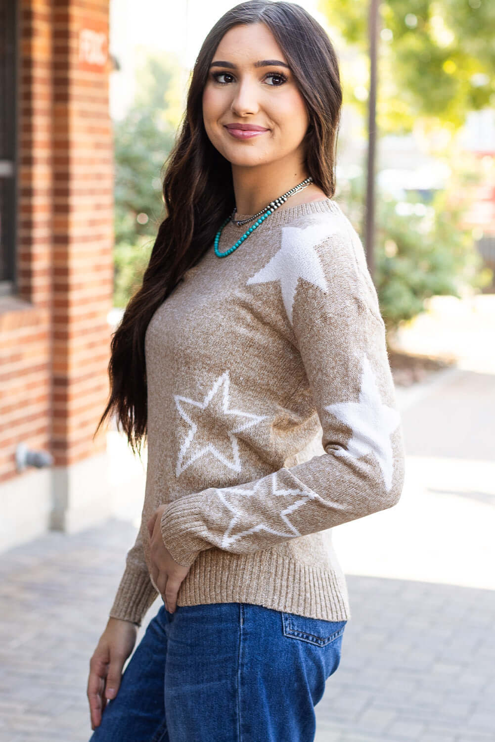 Star Drop Shoulder Sweater for Women