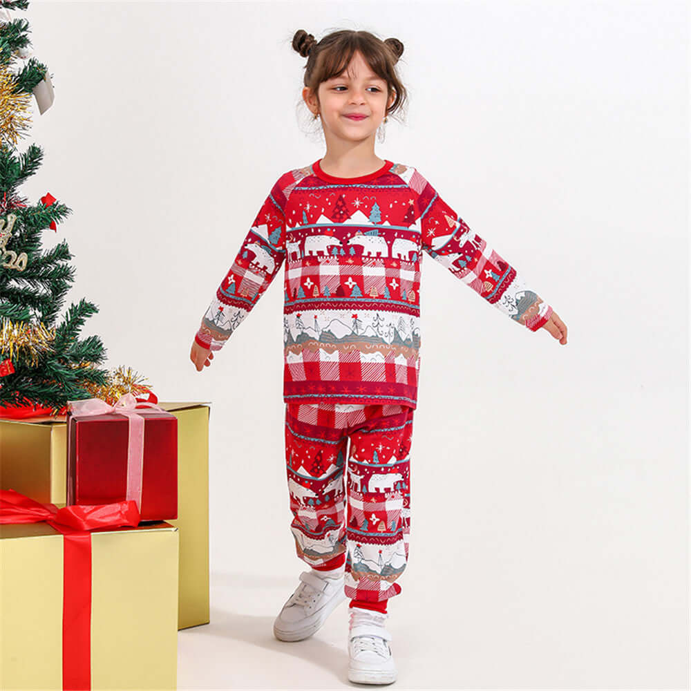 Red Family Pajamas - Comfortable Polyester Imitation Cotton Sleepwear