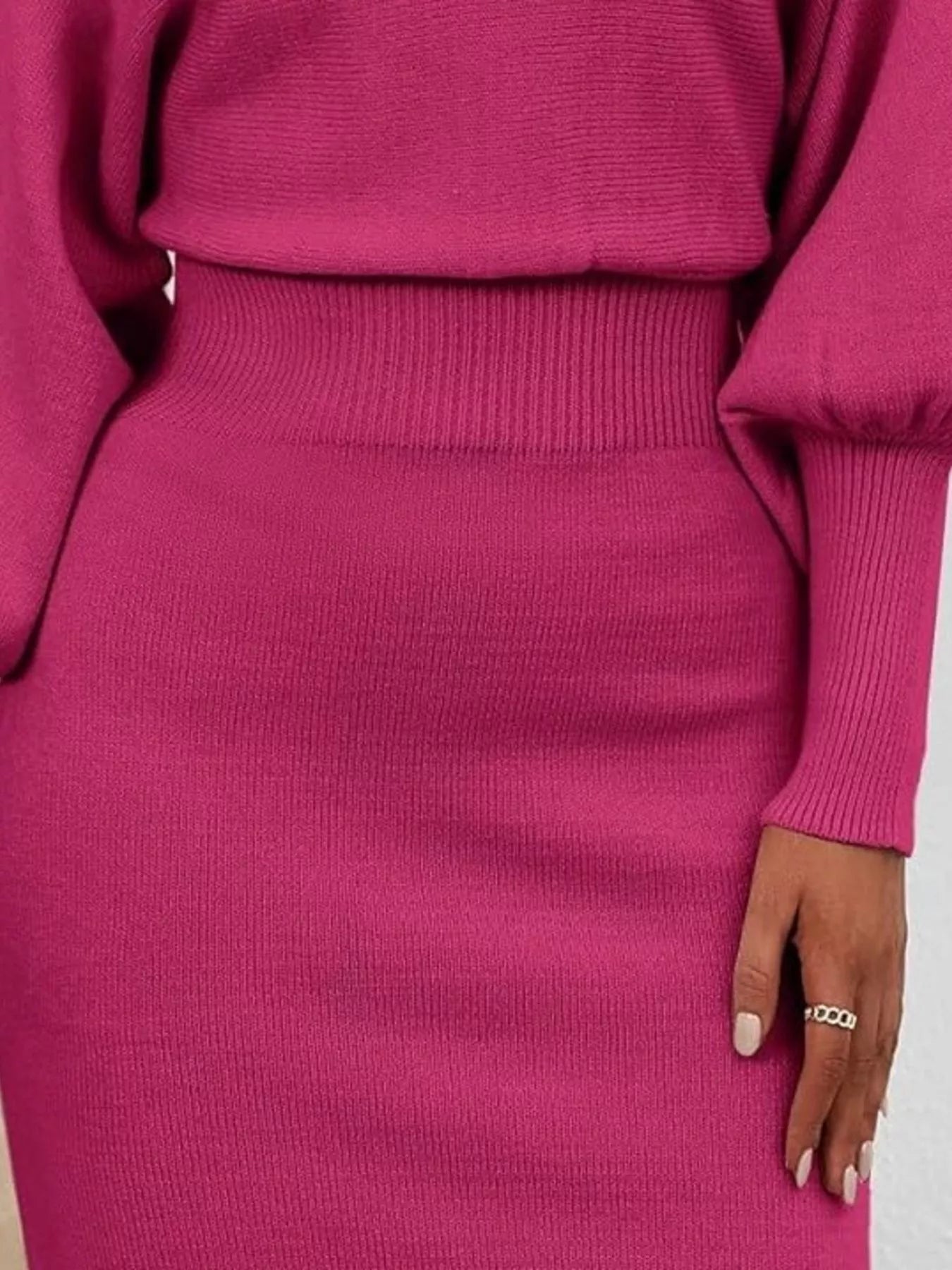 Lantern Sleeve Bodycon Sweater Dress back view