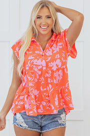 Karla Floral Collared Button Blouse-0