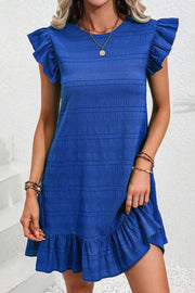 Claire Textured Flutter Sleeve Ruffled Mini Dress-5