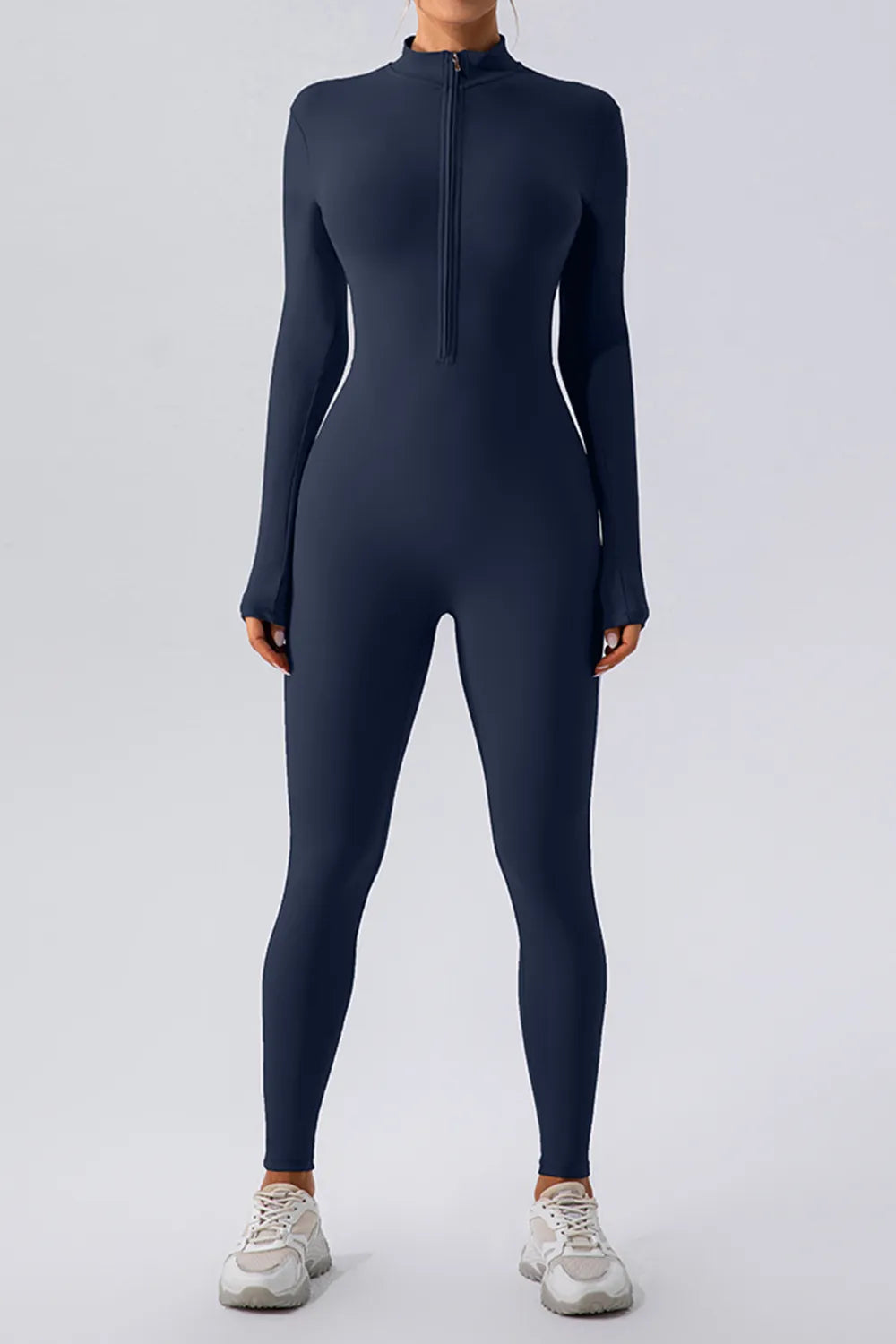 Half Zip Mock Neck Active Jumpsuit for Women