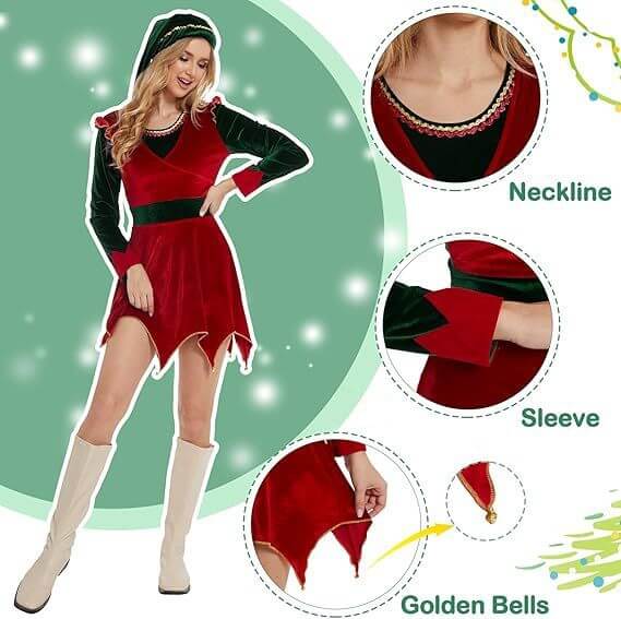  Christmas Elf Style Dress With Festive Street Look