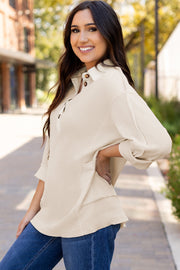 Arianna Waffle  Half Button Top-4