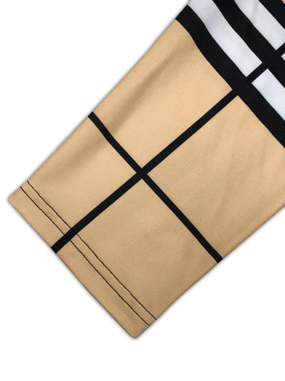 Close-up of the fabric texture on the sleeve of a Plus Size Plaid V-Neck Long Sleeve Wrap Dress.