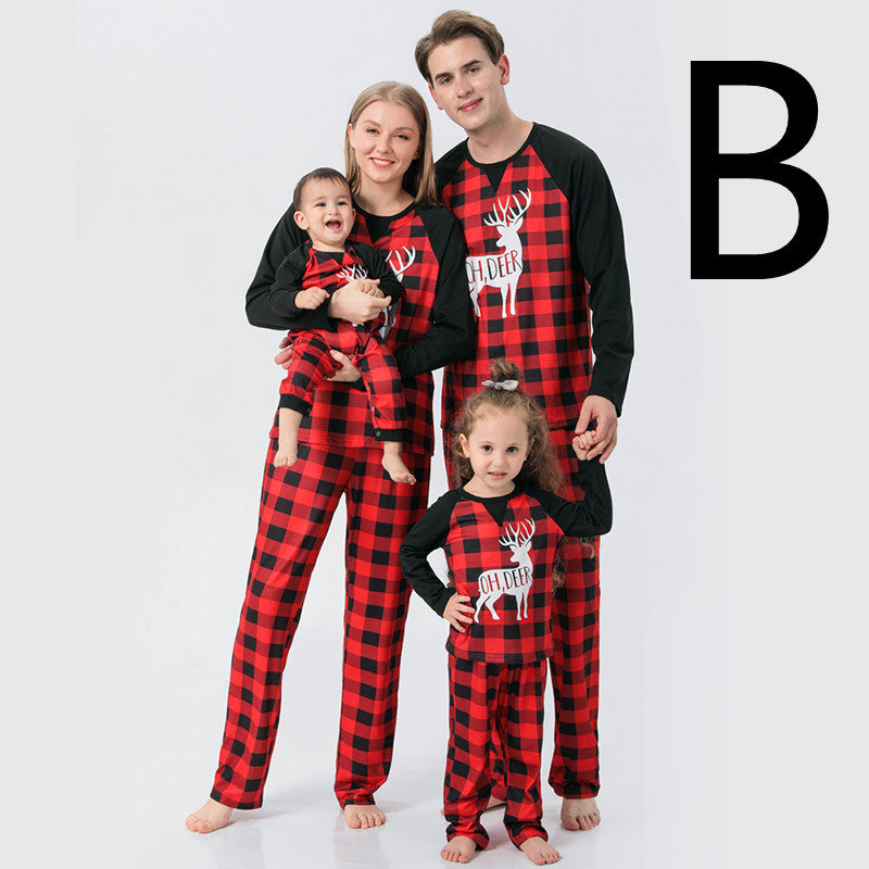Cotton Print Family Pajama Set Simple Stylish Sleepwear