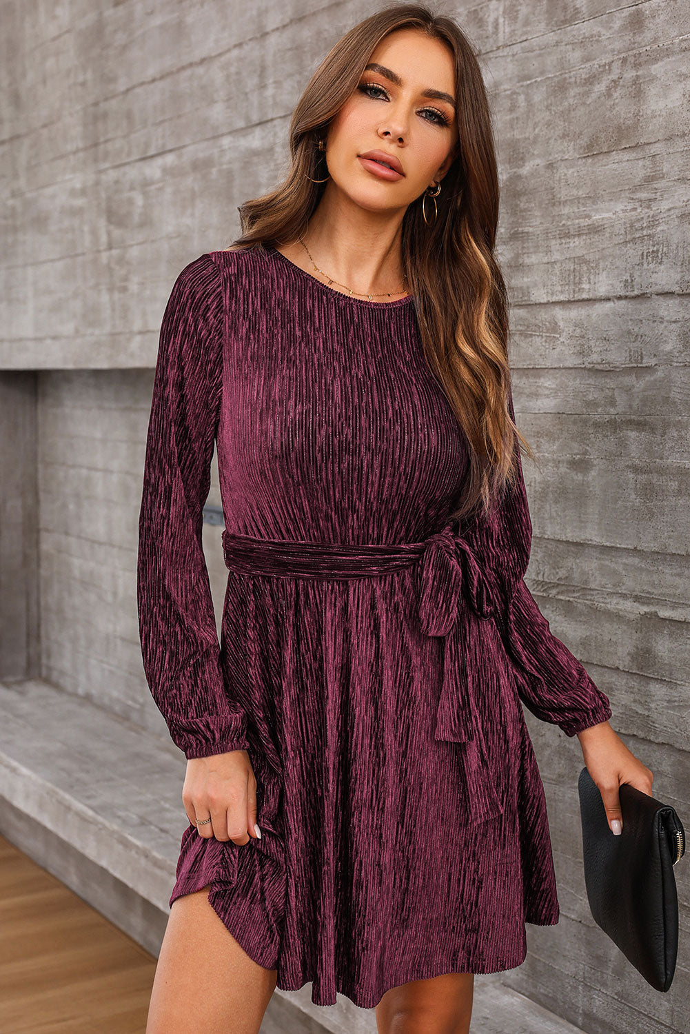  Back Cutout Chic Long Sleeve Mini Dress Elegant Party Style