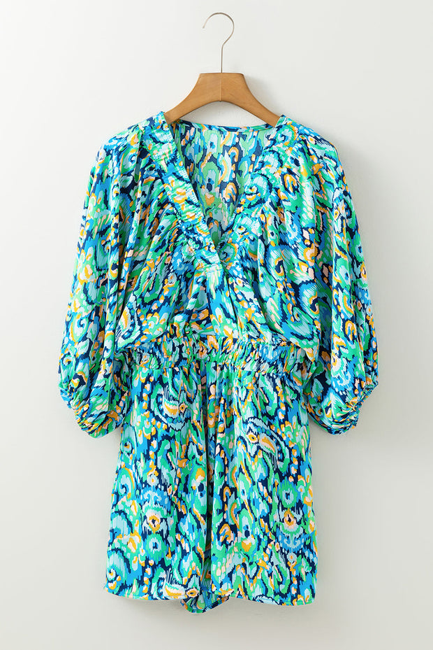 Sevyn Abstract V Neck High Waist Romper-5