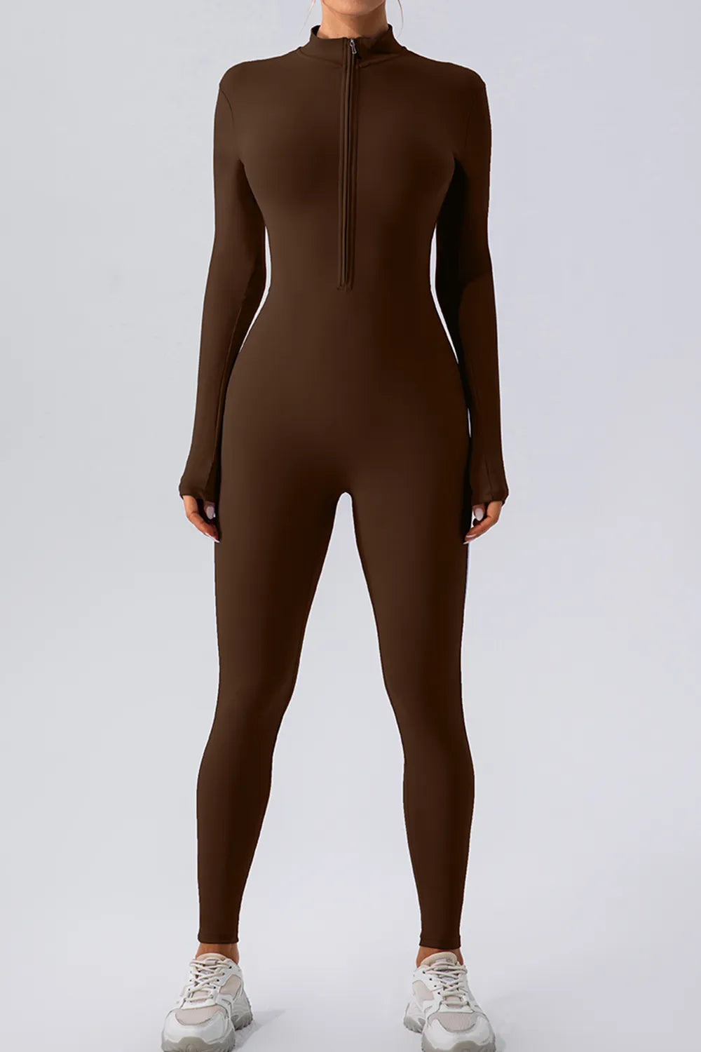Half Zip Mock Neck Active Jumpsuit for Women