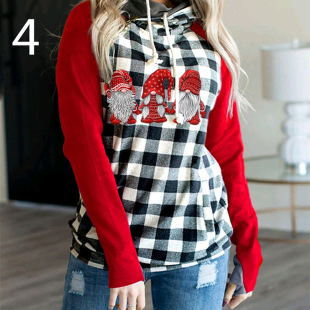 Christmas Tree Print Hooded Sweater Women